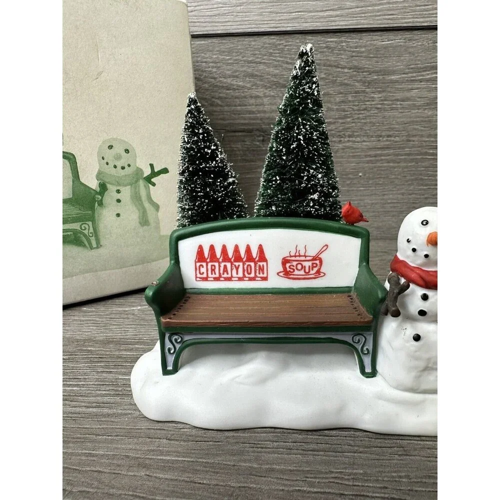 Dept 56 #2211 Our Own Village Park Bench, Snowman, Christmas Village Crayon Soup